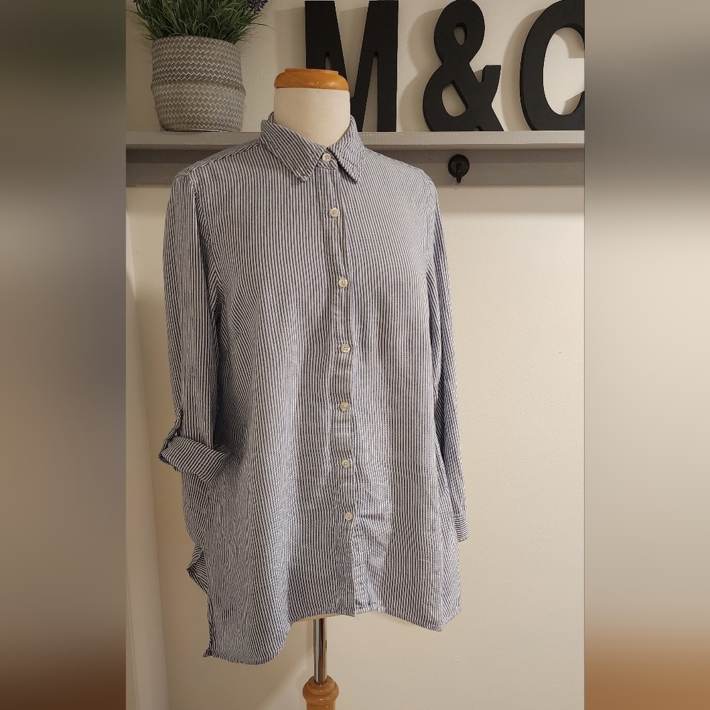 Blue and White Striped  Shirt by Zac & Rachel, Size L